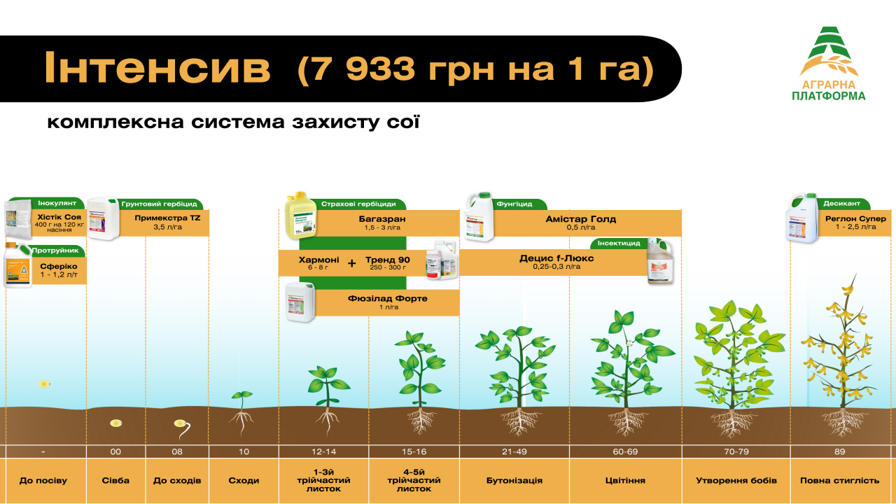 Комплексная, интенсивная система защиты сои